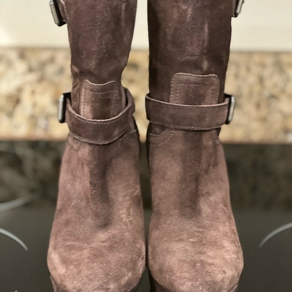 PRADA Double Buckle Suede Wedge Boot.38.5 - Picture 6 of 16
